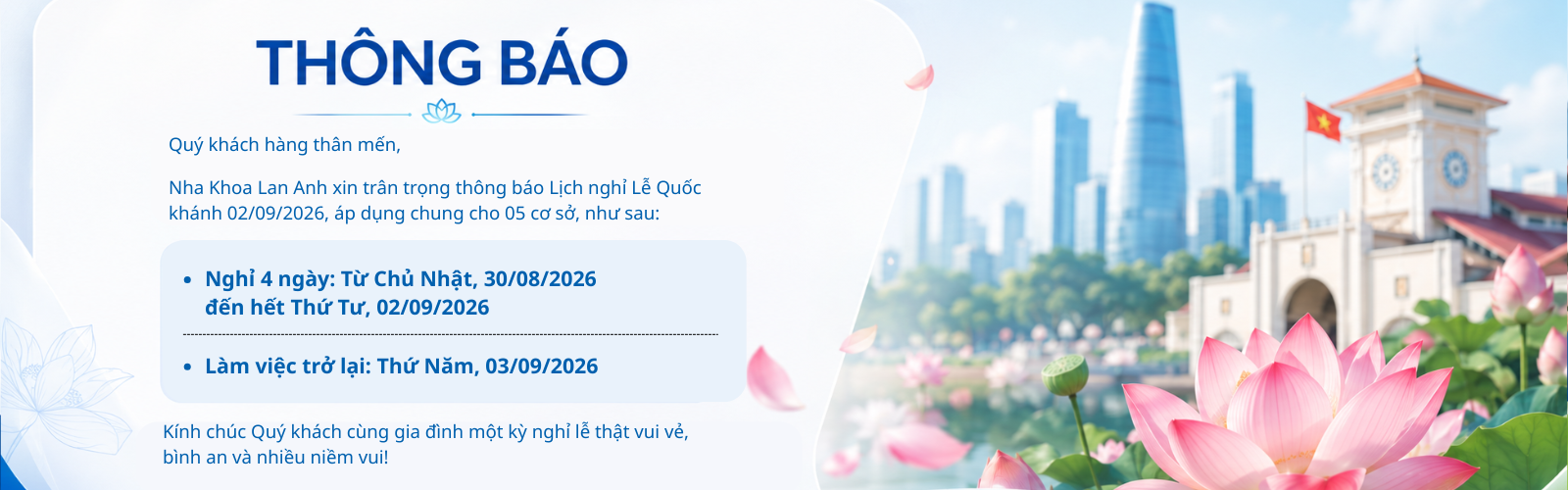 Thông báo nghỉ lễ 2/9