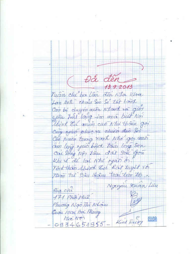 thu cam on bac si Tu
